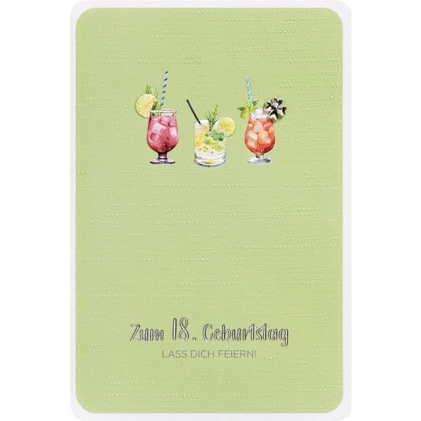 18. Geburtstag Volljährigkeit Cocktails Finest Collection unverpackte Glückwunschkarte mit Umschlag