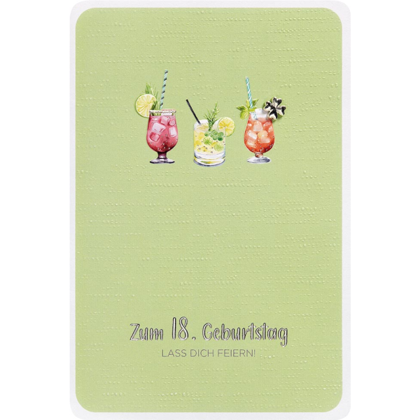 18. Geburtstag Volljährigkeit Cocktails Finest Collection unverpackte Glückwunschkarte mit Umschlag