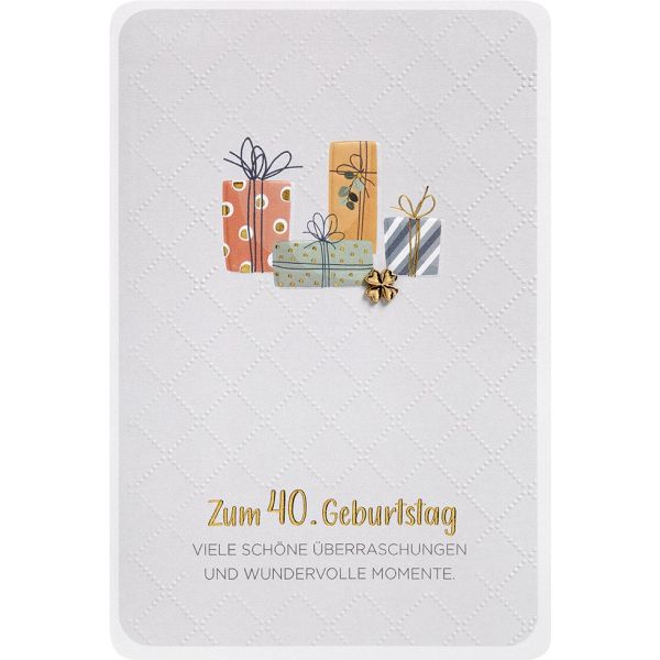 40. Geburtstag Geschenke Finest Collection unverpackte Glückwunschkarte mit Umschlag