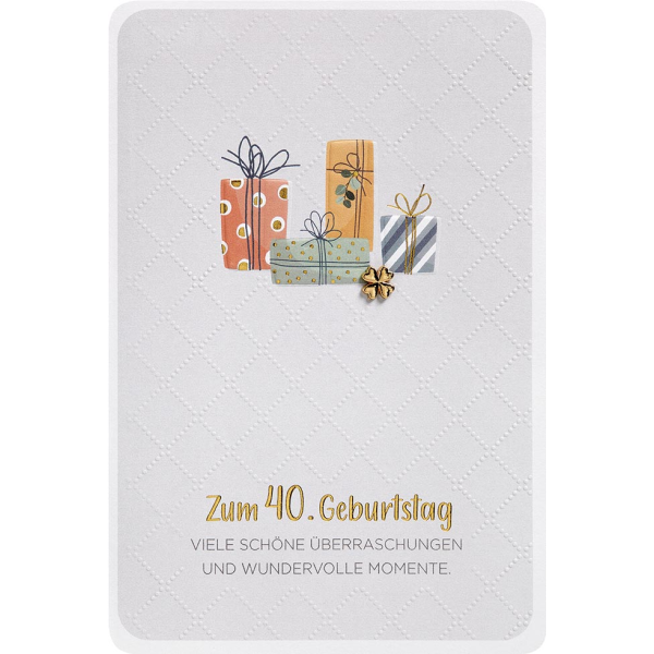 40. Geburtstag Geschenke Finest Collection unverpackte Glückwunschkarte mit Umschlag