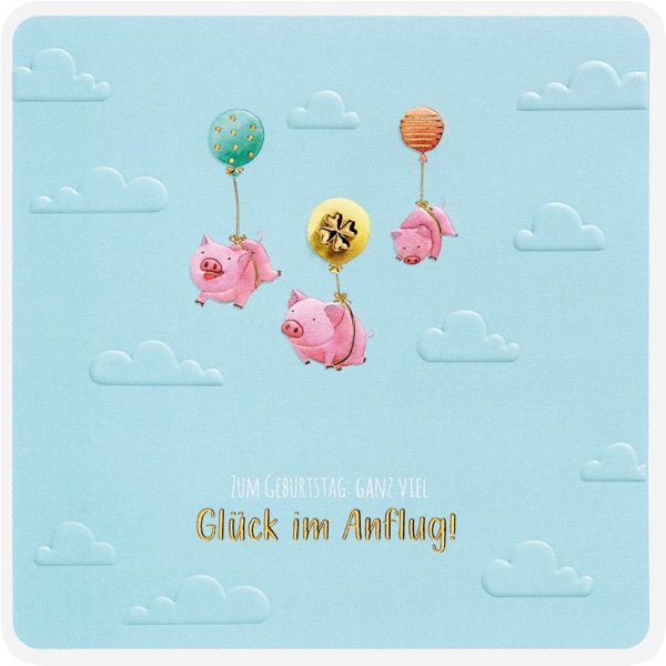 Allgemeine Wünsche Fliegende Schweine Luftballons Finest Collection unverpackte Glückwunschkarte mit Umschlag