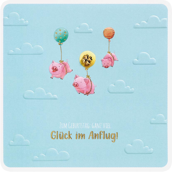 Allgemeine Wünsche Fliegende Schweine Luftballons Finest Collection unverpackte Glückwunschkarte mit Umschlag