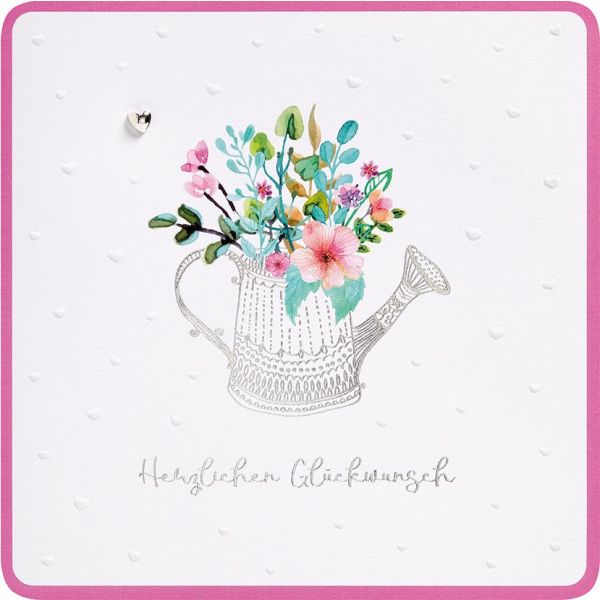 Allgemeine Wünsche Blumen in Gießkanne Finest Collection unverpackte Glückwunschkarte mit Umschlag
