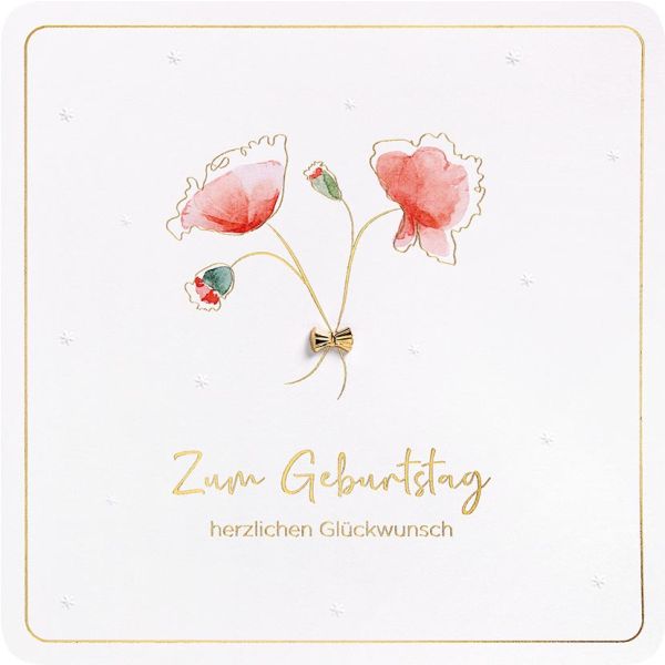 Geburtstag Finest Collection quadratische unverpackte Glückwunschkarte mit Umschlag Zum Geburtstag herzlichen Glückwunsch Blumen