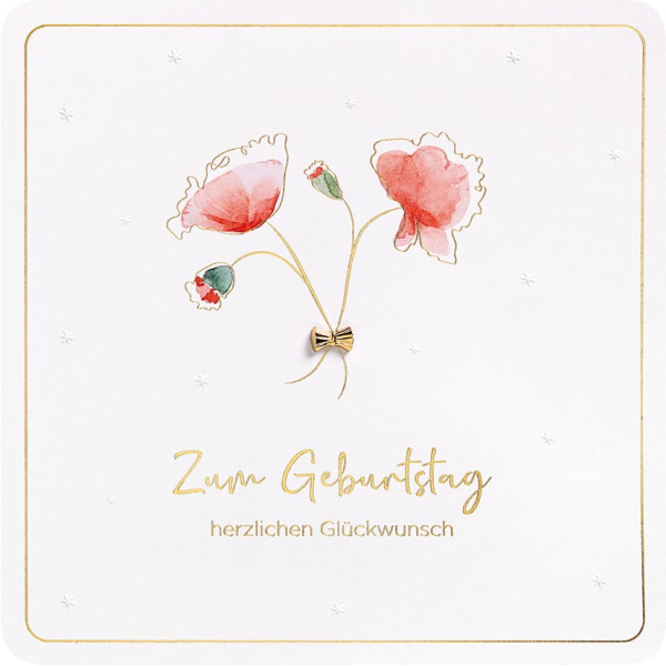 Geburtstag Finest Collection quadratische unverpackte Glückwunschkarte mit Umschlag Zum Geburtstag herzlichen Glückwunsch Blumen