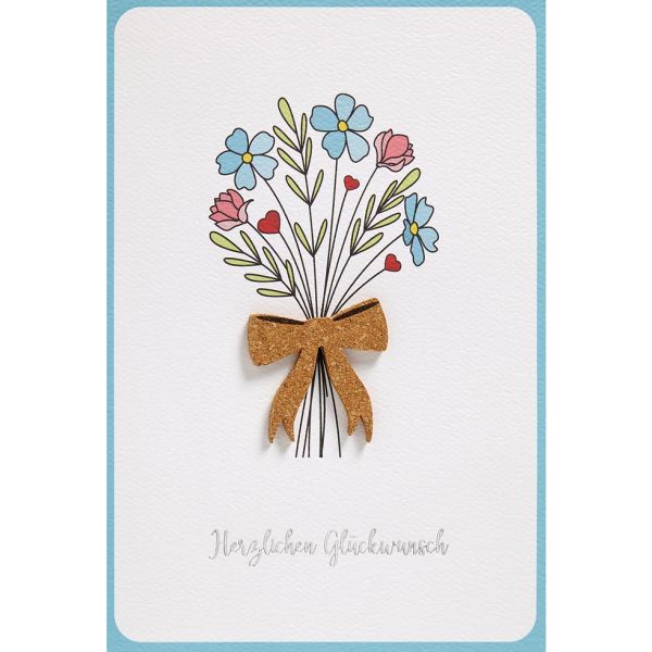 Allgemeine Wünsche Blumenstrauß Schleife Moments Collection Glückwunschkarte mit Umschlag