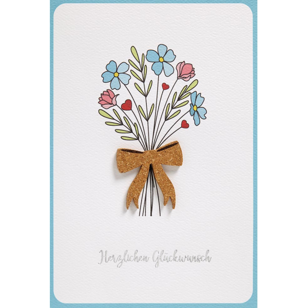 Allgemeine Wünsche Blumenstrauß Schleife Moments Collection Glückwunschkarte mit Umschlag