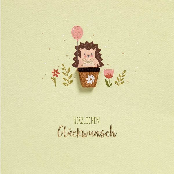 Allgemeine Wünsche Igel mit Ballon Moments Collection Glückwunschkarte mit Umschlag