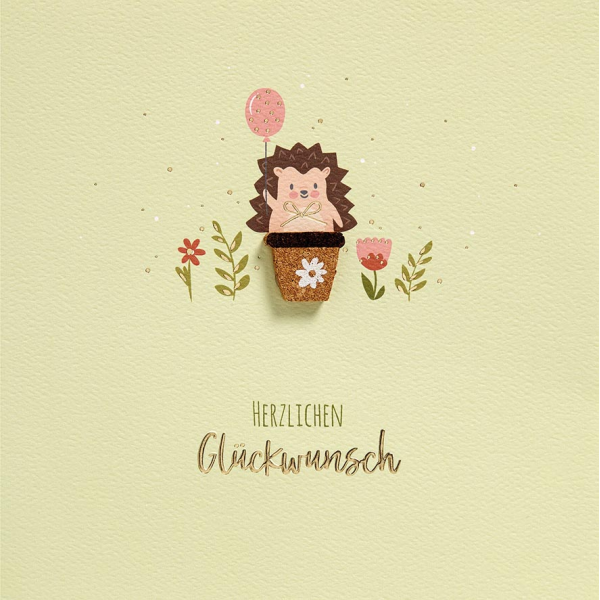 Allgemeine Wünsche Igel mit Ballon Moments Collection Glückwunschkarte mit Umschlag