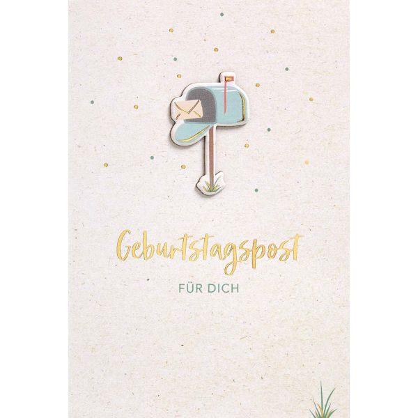 Geburtstag Feelings unverpackte Glückwunschkarte mit Umschlag Briefkasten Für Dich Applikation