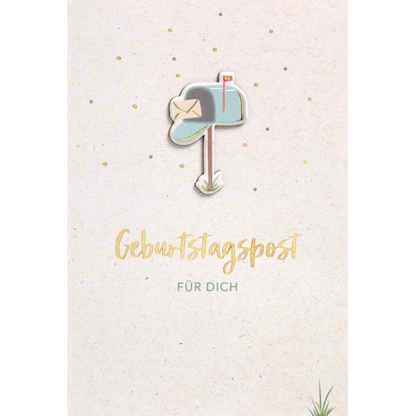 Geburtstag Feelings unverpackte Glückwunschkarte mit Umschlag Briefkasten Für Dich Applikation