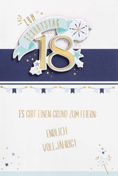 18. Geburtstag - FEELINGS COLLECTION Karte mit Umschlag plastikfrei unverpackt