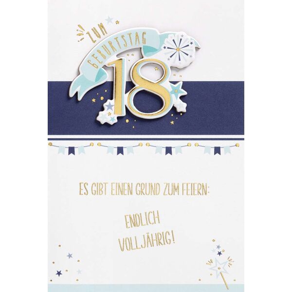 18. Geburtstag FEELINGS Collection unverpackte Glückwunschkarte mit Umschlag 18 Collage Volljährig