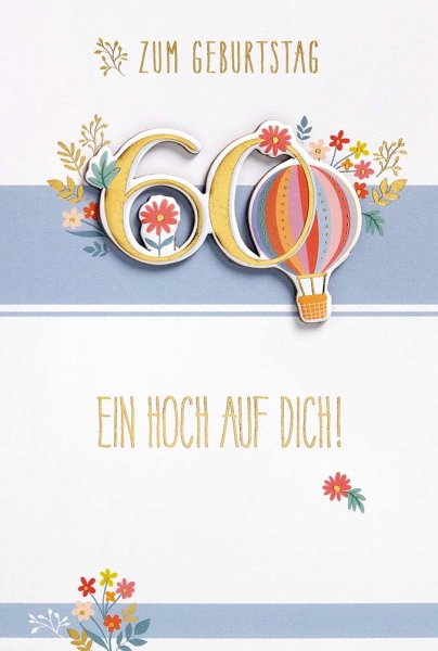 60. Geburtstag - FEELINGS COLLECTION Karte mit Umschlag plastikfrei unverpackt