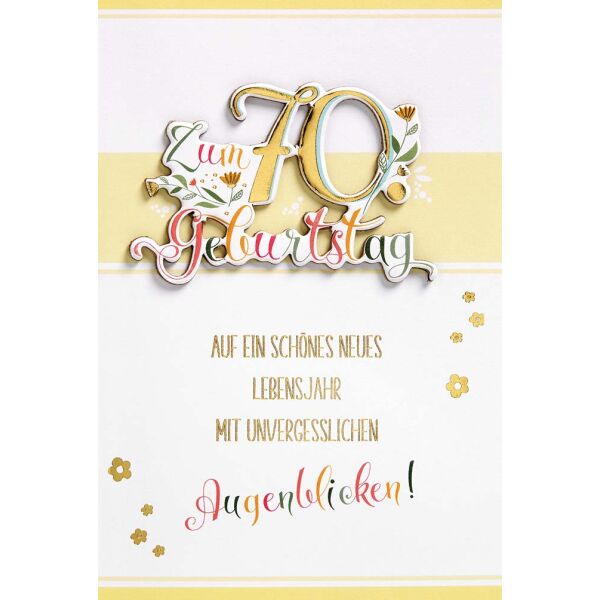 70. Geburtstag FEELINGS Collection unverpackte Glückwunschkarte mit Umschlag 70 Neues Lebensjahr
