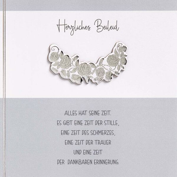 Trauer Beileid FEELINGS Collection Quadratische unverpackte Trauerkarte mit Umschlag Herzliches Beileid Applikation