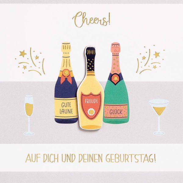 Geburtstag Feelings Quadratische unverpackte Glückwunschkarte mit Umschlag Cheers Auf Dich Applikation