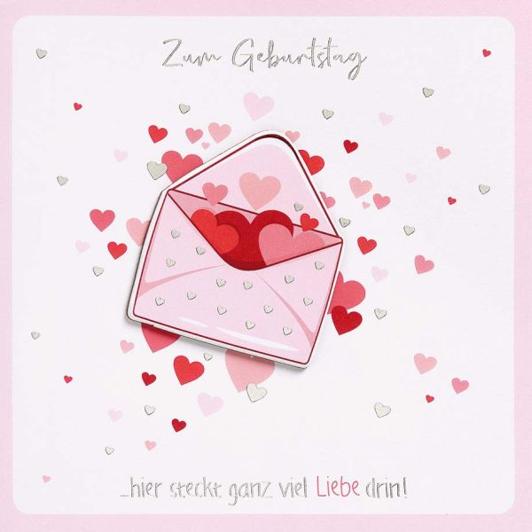 Geburtstag Feelings Quadratische unverpackte Glückwunschkarte mit Umschlag Brief Liebe Applikation