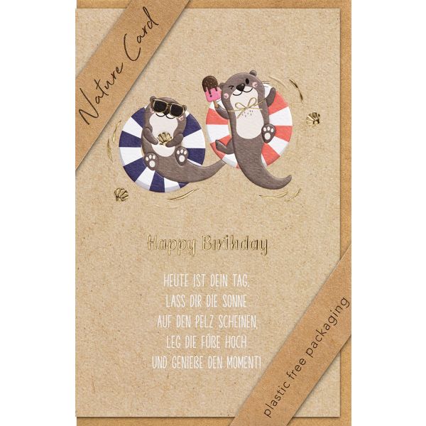 Geburtstag - Nature Card HANDMADE Karte mit Umschlag Otter