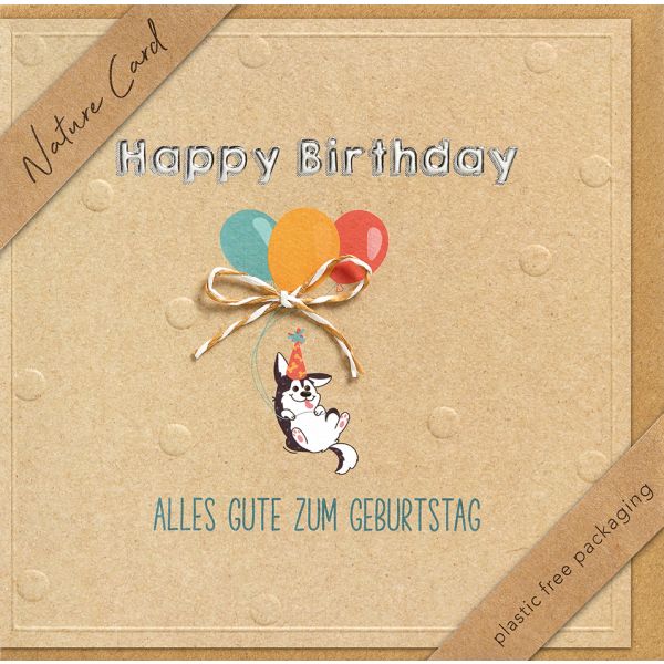 Geburtstag - Nature Card HANDMADE Karte mit Umschlag Happy birthday, Hund