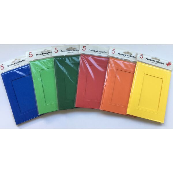 Passepartoutkarten orange - eckig - im Format 11,5 x 17 cm mit passenden Umschlägen - 5 Karten pro Packung