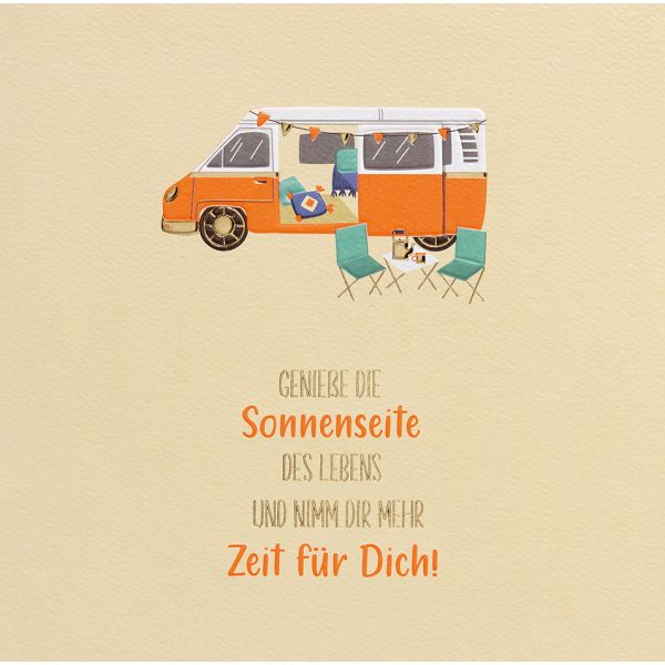 Allgemeine Wünsche GOOD VIBES Karte mit Umschlag Camper Bus Sonnenseite des Lebens