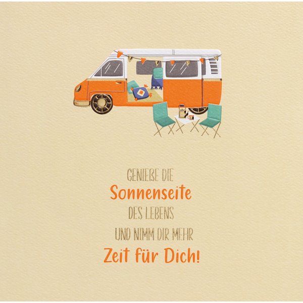 Allgemeine Wünsche GOOD VIBES Karte mit Umschlag Camper Bus Sonnenseite des Lebens