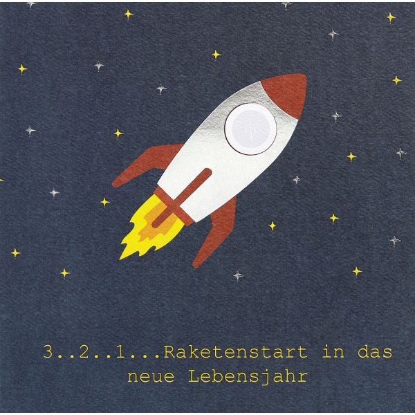 Geburtstag - GOOD VIBES Karte mit Umschlag Rakete