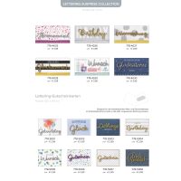 Lettering-Sortiment - 192 Glückwunschkarten mit Umschlägen - 64 Dekore - 4 Kartenformate - Bundle UVP: € 670,08