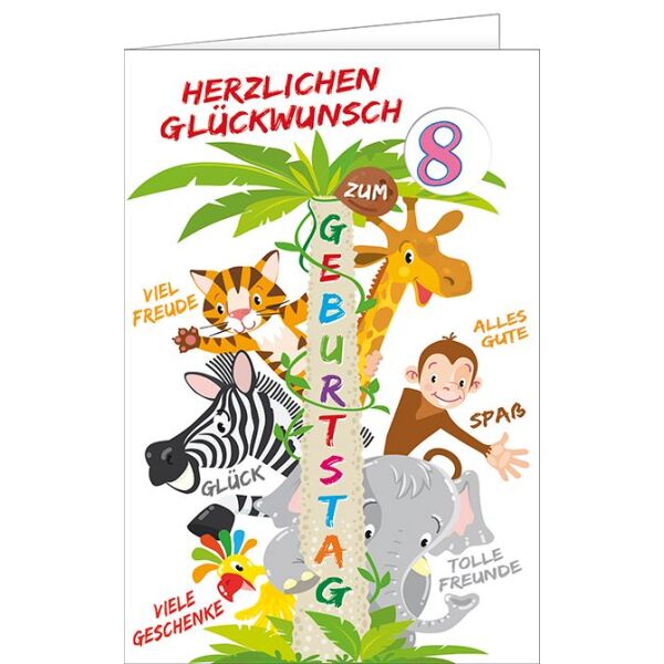 Kindergeburtstag Zahlengeburtstag verstellbare Zahlen 1-9 Glückwunschkarte mit Umschlag Drehrad Tiere - neuer EAN