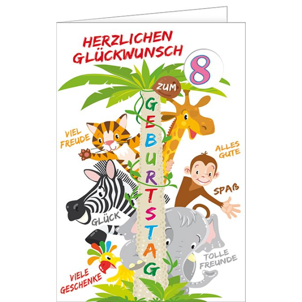 Kindergeburtstag Zahlengeburtstag verstellbare Zahlen 1-9 Glückwunschkarte mit Umschlag Drehrad Tiere - neuer EAN