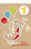 1. Geburtstag - Glückwunschkarte mit Umschlag - Dino...