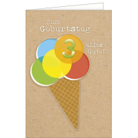 3. Geburtstag - Glückwunschkarte mit Umschlag -...