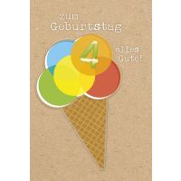 4. Geburtstag - Glückwunschkarte mit Umschlag -...