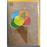 4. Geburtstag - Glückwunschkarte mit Umschlag -...