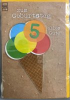 5. Geburtstag - Glückwunschkarte mit Umschlag - Eiskugeln