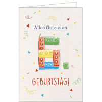 6. Geburtstag - Glückwunschkarte mit Umschlag - Lego...