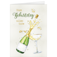 A Geburtstag - A4 Karte mit Umschlag – Sektflasche...