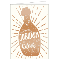 Jubiläum - A4 Karte mit Umschlag – Goldflasche...