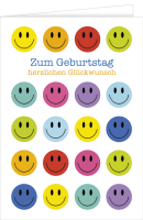 Geburtstag - A4 Karte mit Umschlag – Bunte Smileys...