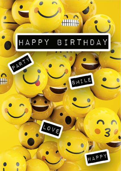 Geburtstag - A4 Karte mit Umschlag – Smileys intgernational - Happy Birthday