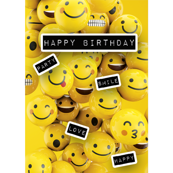 Geburtstag - A4 Karte mit Umschlag – Smileys intgernational - Happy Birthday