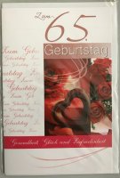 65. Geburtstag - Glückwunschkarte mit Umschlag -...