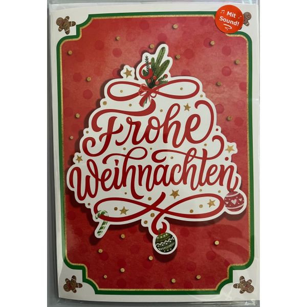 Weihnachten Flashlight Soundkarte A5-Format Song: Mariah Carey All I want for Christmas