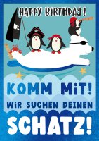 Kindergeburtstag - Flashlight - Soundkarte Musikkarte mit Umschlag A5 Format - Geburtstag Pirat