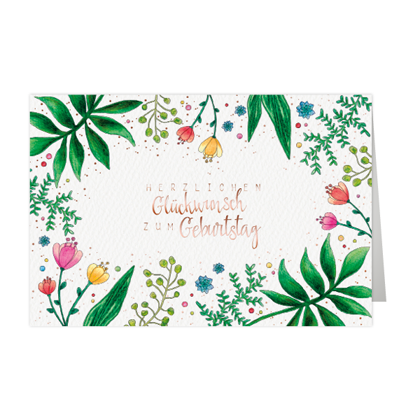 Geburtstag Botanisch - Glückwunschkarte mit Umschlag - Herzlichen Glückwunsch zum Geburtstag