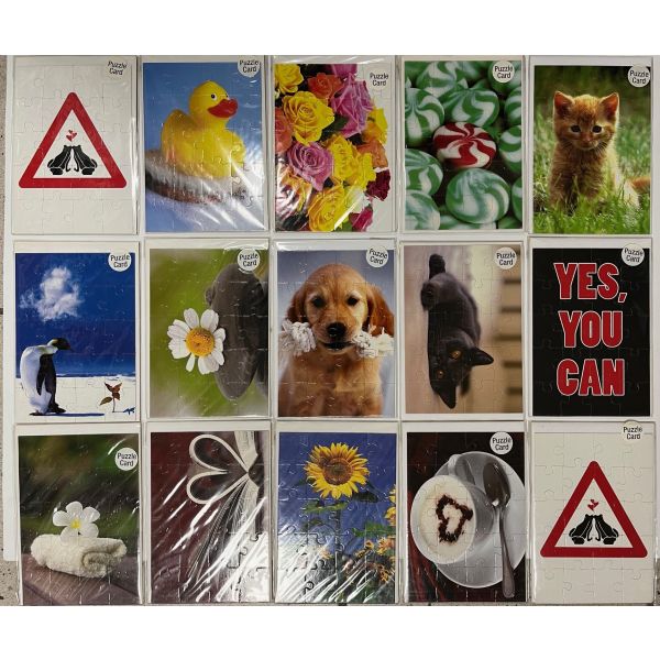 Puzzle Cards Sortiment - 15 Puzzle-Grußkarten mit Umschlägen - Bundle-UVP € 33,75