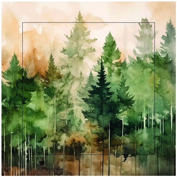 Herbst Servietten Cocktail 25x25 cm 3-lagig 20 Servietten Evergreen trees Waldlandschaft