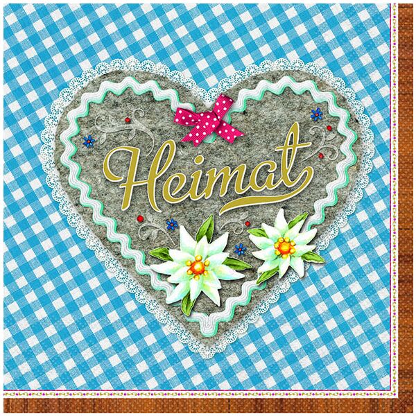 Servietten 33x33 cm 3-lagig 20 Servietten Heimat herz blau