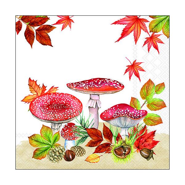 Herbst Servietten Lunch 33 x 33 cm 3-lagig 20 Servietten Pilze Fly agaric group